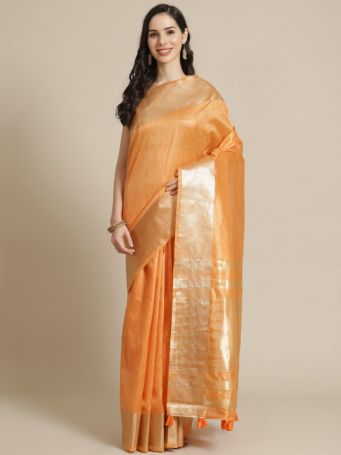 

Libas Orange Solid Saree