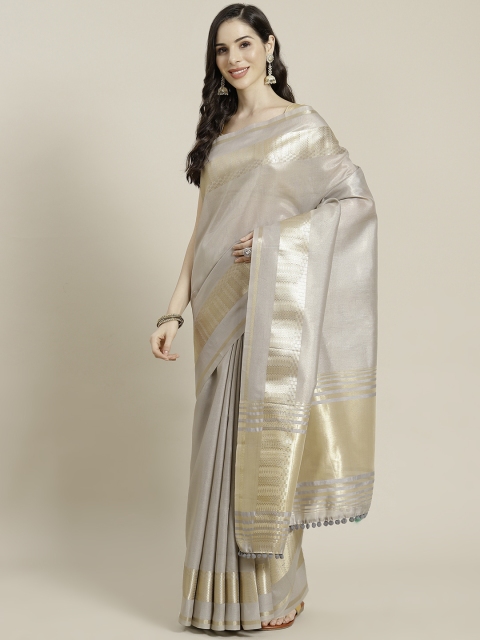 

Libas Grey Solid Saree
