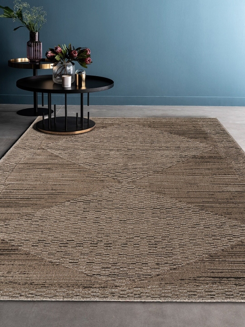 

DDecor Brown & Cream-Coloured Geometric Floor Rug, Coffee brown