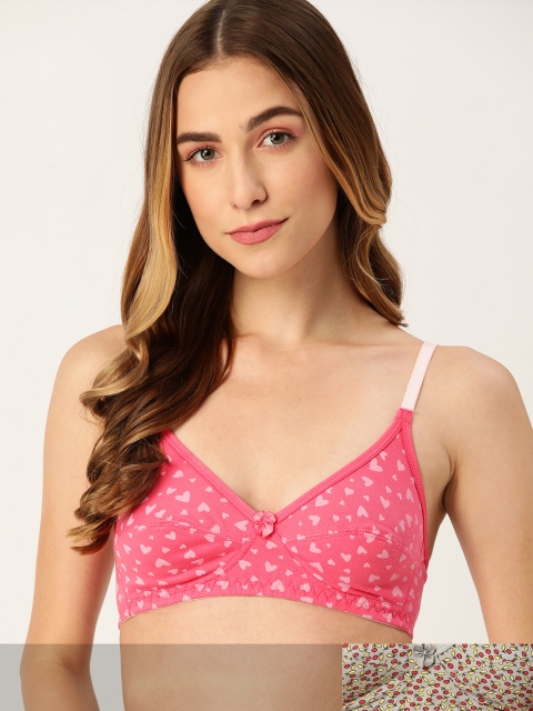 

DressBerry Pack of 2 Floral Everyday Bra, Pink