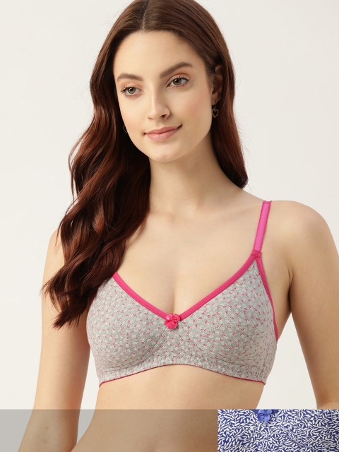 

DressBerry Pack of 2 Printed Everyday Bra, Grey melange