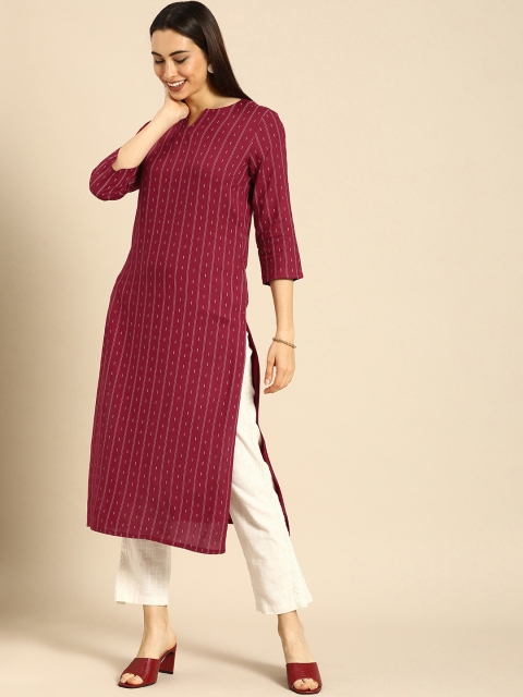 

Anouk Women Red & White Striped Kurta