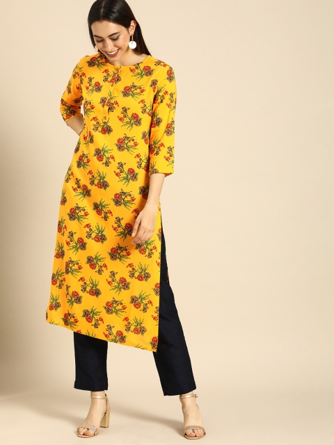 

Anouk Women Yellow & Red Floral Printed Kurta