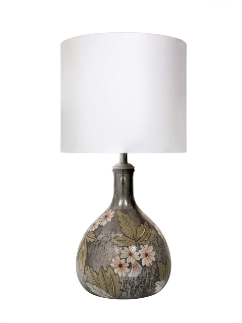 

ellementry White & Brown Printed Glass Contemporary Buffet Table Lamp with Shade