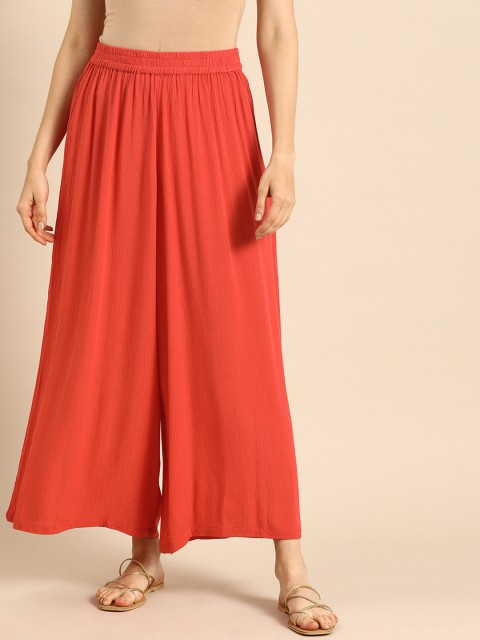 

Anouk Women Rust Orange Solid Wide Leg Palazzos