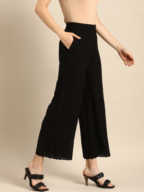 

Anouk Women Black Solid Cropped Palazzos