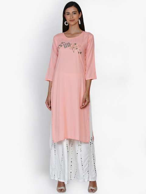 

Vastraa Fusion Women Peach-Coloured Embellished Kurta
