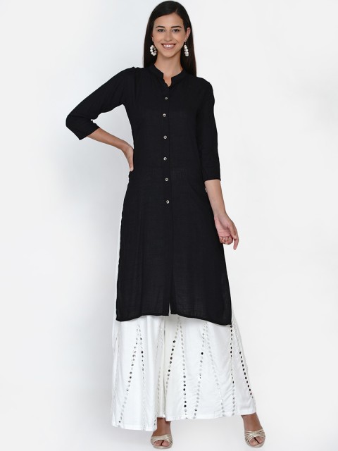 

Vastraa Fusion Women Black Solid Kurta