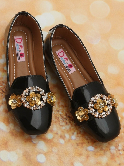 

DChica Girls Black Embellished Ballerinas Flats