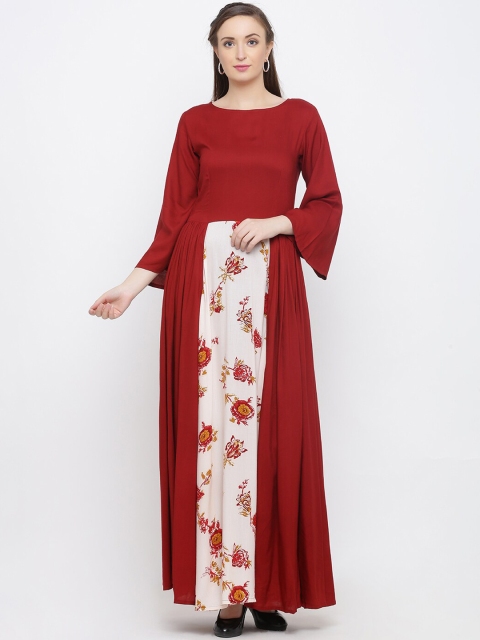 

Indian Virasat Maroon Floral Maxi Dress