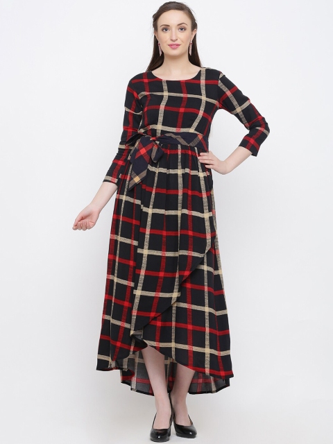 

Indian Virasat Black & Red Checked Midi Dress