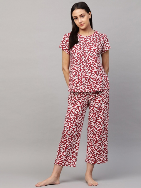 

Chemistry Women Red & White Printed Night suit SW21 K404STPJ-S