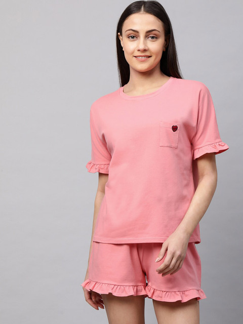 

Chemistry Women Peach-Coloured Night Suit