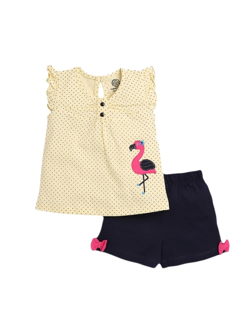 

TAMBOURINE Girls Yellow & Black Printed Top with Shorts