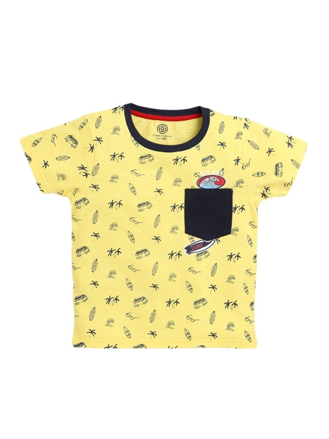 

TAMBOURINE Boys Yellow Printed T-shirt