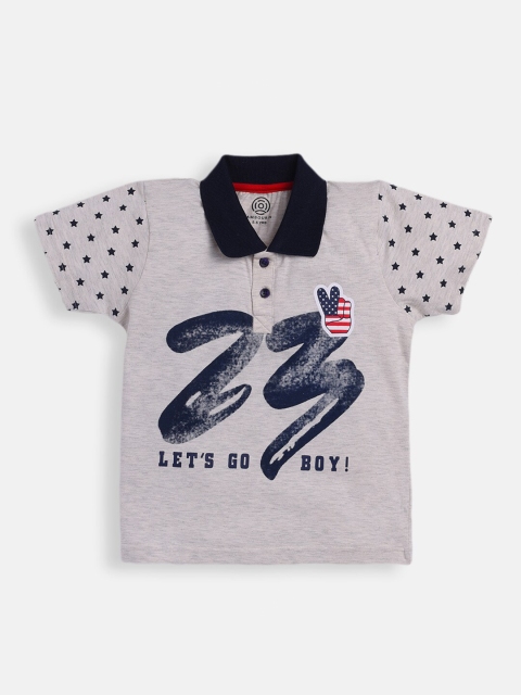 

TAMBOURINE Boys Grey & Black Printed T-shirt with Shorts