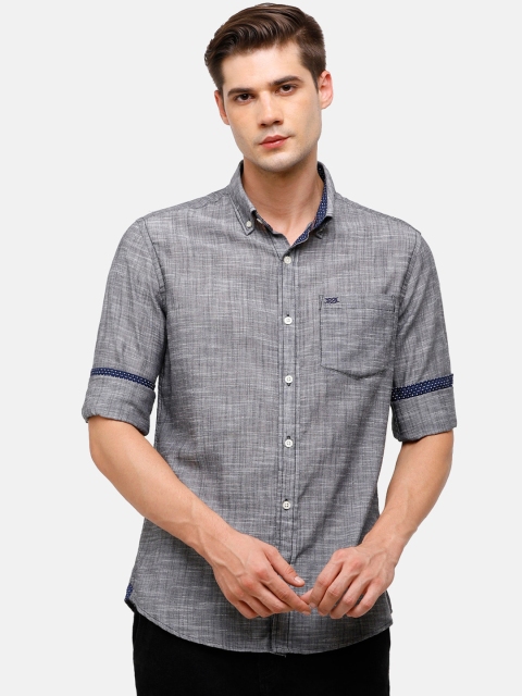 

Double Two Men Grey Slim Fit Casual Shirt