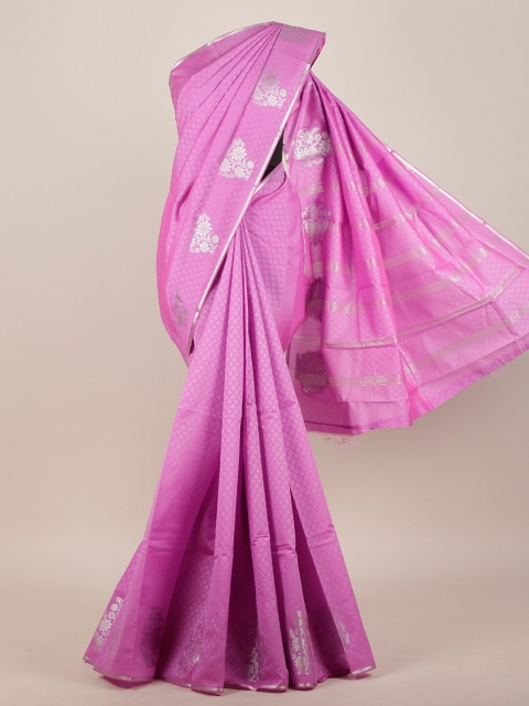 

Pothys Pink & Silver-Toned Woven Design Art Silk Saree