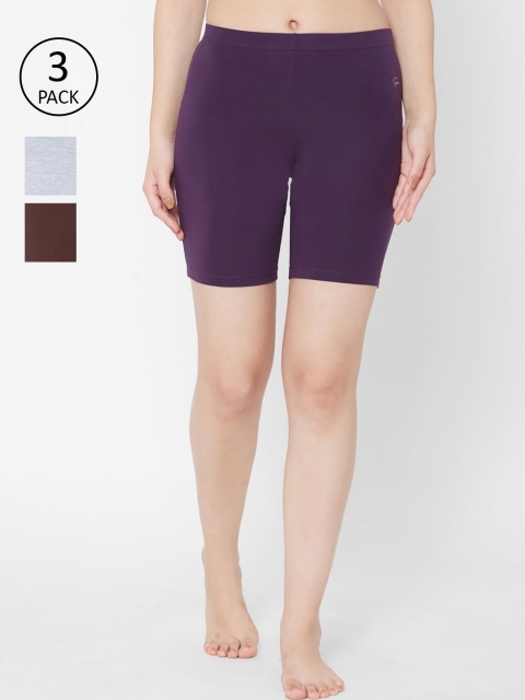 

Juliet Women Purple & Grey Melange 3 Lounge Shorts