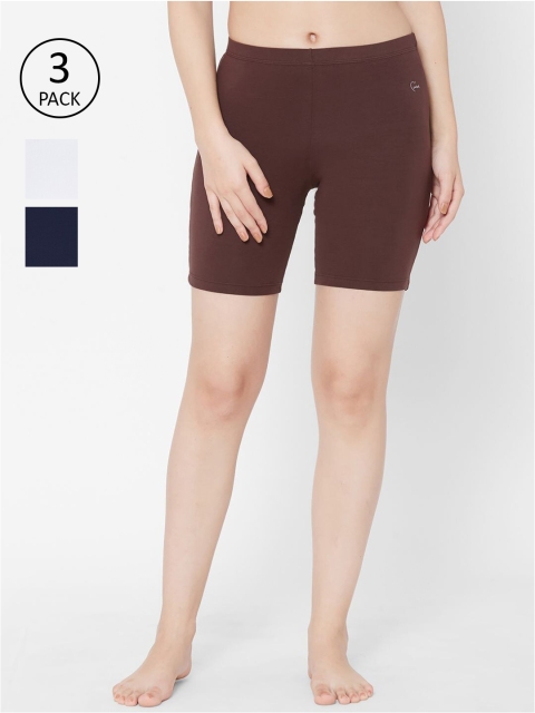 

Juliet Women Pack of 3 White & Brown Solid Lounge Shorts