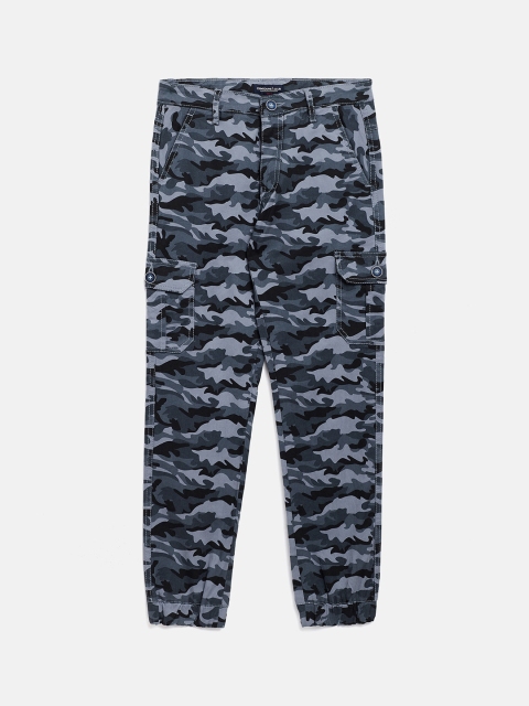 

Crimsoune Club Boys Grey Camouflage Printed Slim Fit Joggers Trousers