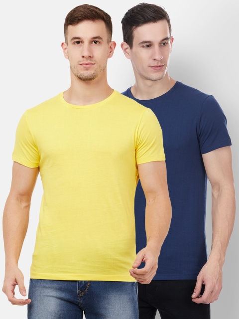 

Free Authority Men Yellow & Navy Blue Pack Of 2 Raw Edge T-shirt