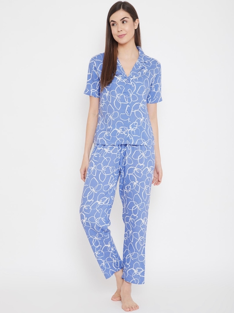 

Austin wood Women Blue & White Printed Night suit
