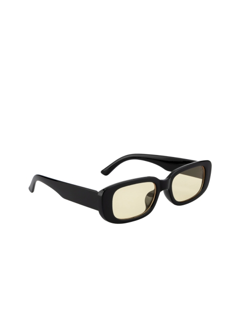 

Ted Smith Unisex Yellow Lens & Black Rectangle Sunglasses With UV Protected Lens