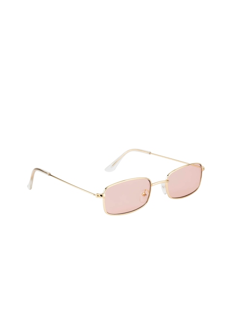 

Ted Smith Unisex Pink Lens & Gold-Toned Rectangle Sunglasses With UV Protected Lens