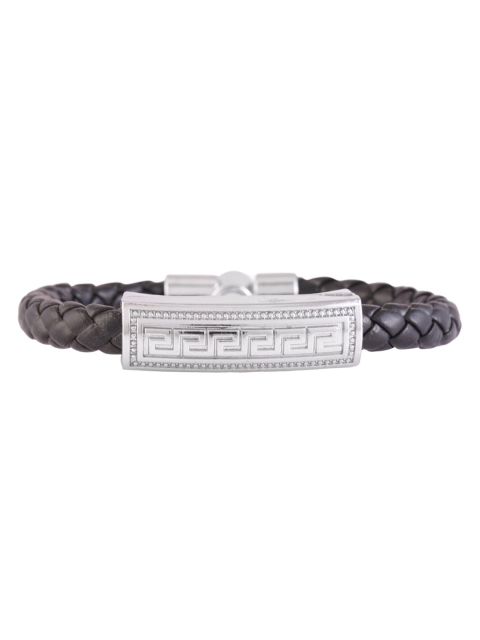 

Tistabene Men Black & Silver-Toned Rhodium-Plated Charm Bracelet