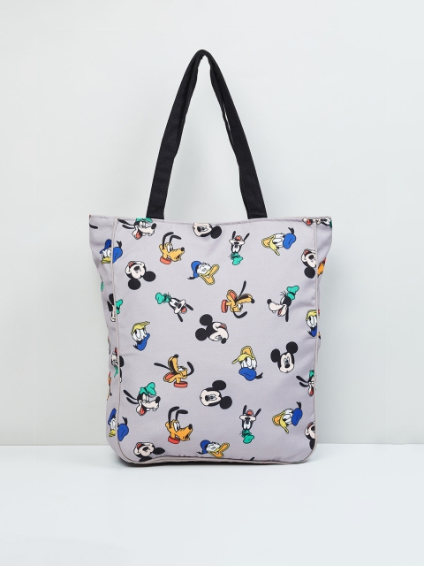 

max Grey & Black Printed Shopper Tote Bag
