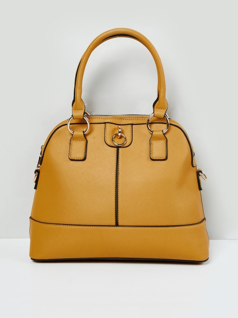 

max Mustard PU Structured Handheld Bag