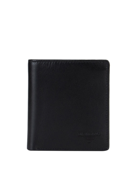 

Da Milano Men Black Solid Leather Three Fold Wallet