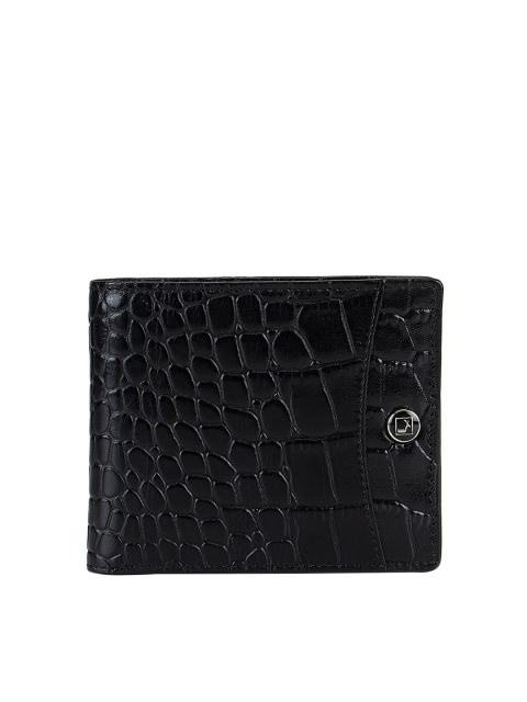 

Da Milano Men Black Animal Textured Leather Two Fold Wallet