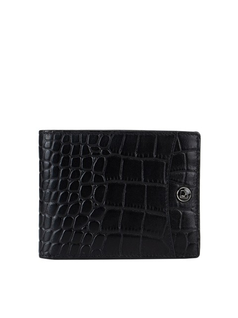 

Da Milano Men Black Textured Leather Two Fold Wallet