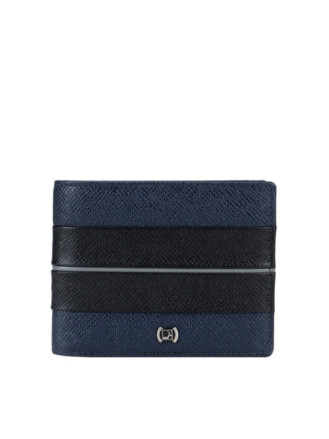 

Da Milano Men Blue & Black Solid Leather Two Fold Wallet