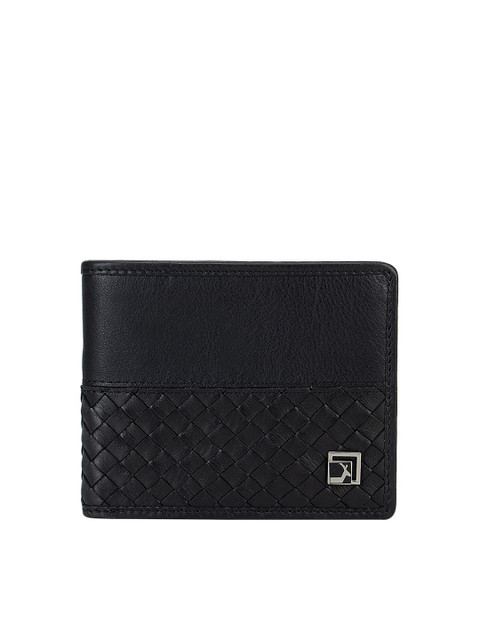 

Da Milano Men Black Textured Leather Two Fold Wallet
