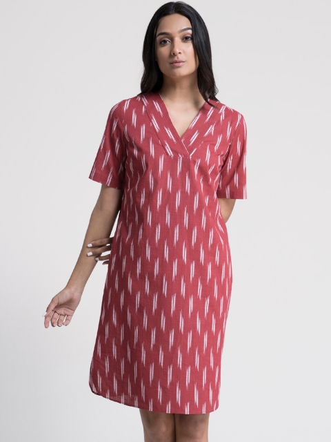 

FableStreet Red Printed A-Line Dress