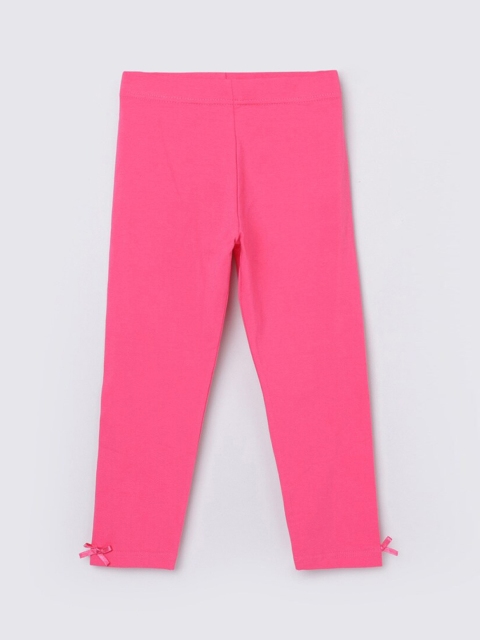 

max Girls Pink Solid Ankle-Length CottonLeggings