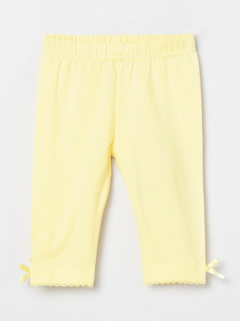 

max Infants Girls Yellow Solid Ankle-Length Leggings