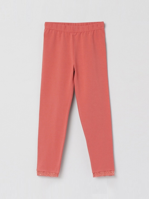 

max Girls Orange Solid Ankle Length Leggings