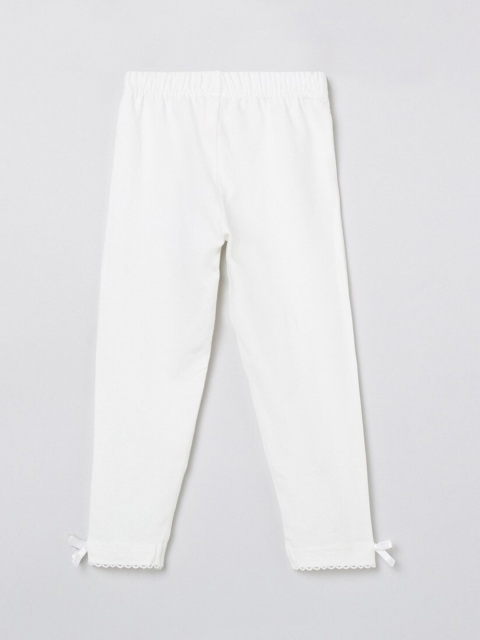

max Girls White Solid Ankle-Length Leggings