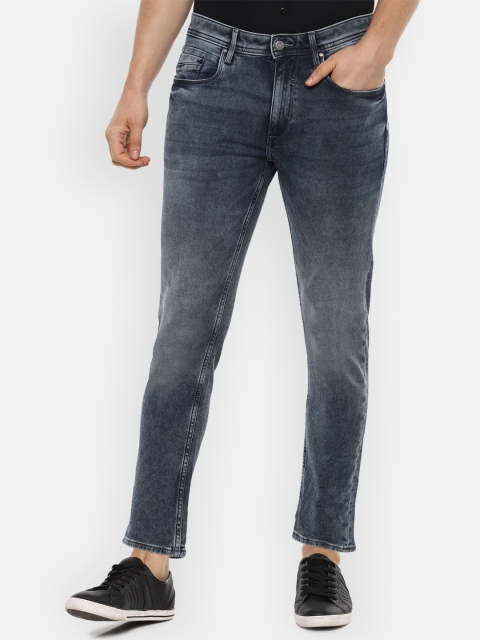 

Louis Philippe Jeans Men Navy Blue Low Distress Heavy Fade Jeans