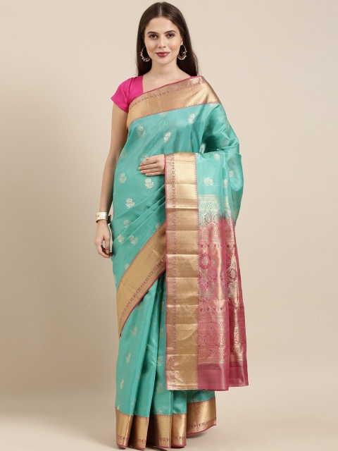 

The Chennai Silks Green & Pink Woven Design Pure Silk Kanjeevaram Saree