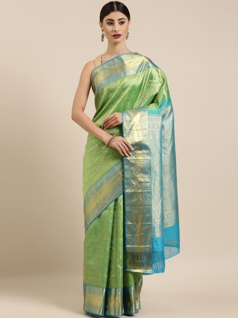 

The Chennai Silks Green & Blue Woven Design Brocade Kanjeevaram Saree