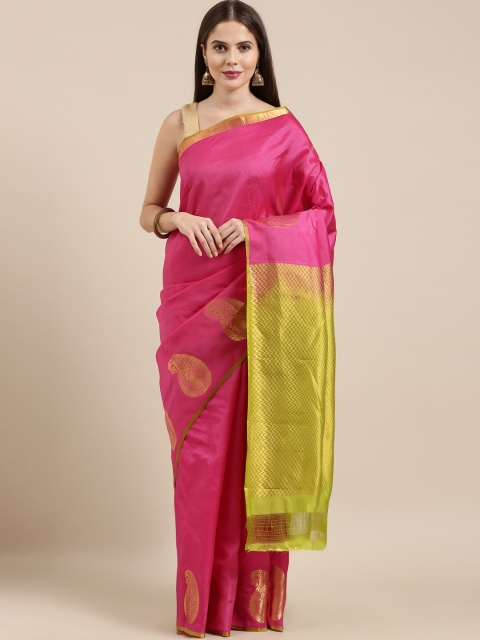 

The Chennai Silks Magenta & Green Woven Design Pure Silk Kanjeevaram Saree