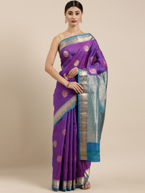 

The Chennai Silks Purple & Blue Woven Design Pure Silk Dharmavaram Saree