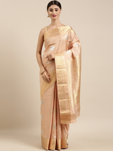 

The Chennai Silks Brown & Gold-Toned Woven Design Pure Silk Kanjeevaram Saree