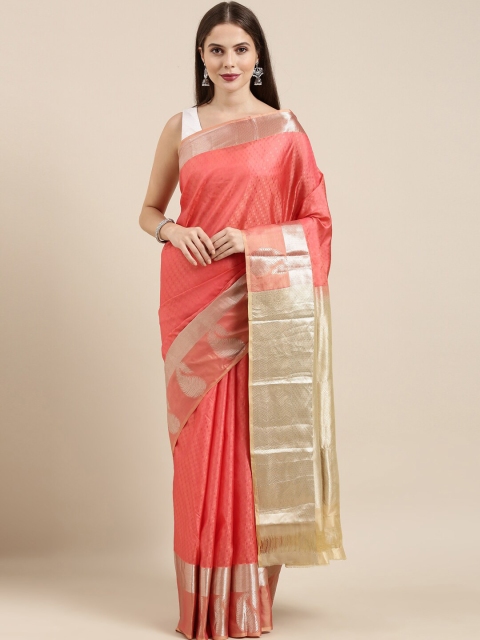 

The Chennai Silks Orange & Cream-Coloured Woven Design Dharmavaram Saree