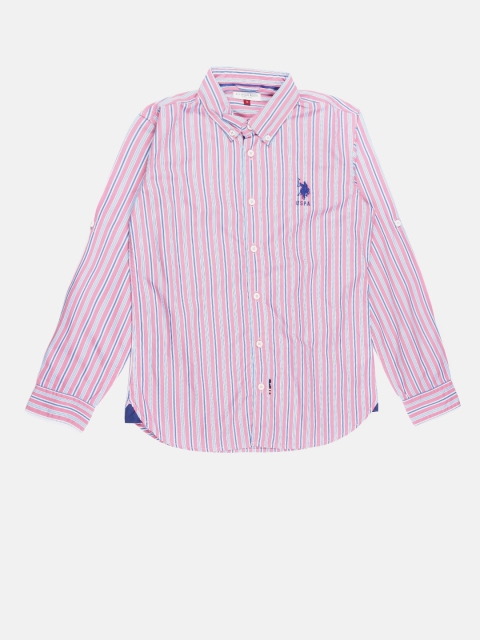 

U.S. Polo Assn. Kids Boys Pink Striped Casual Shirt